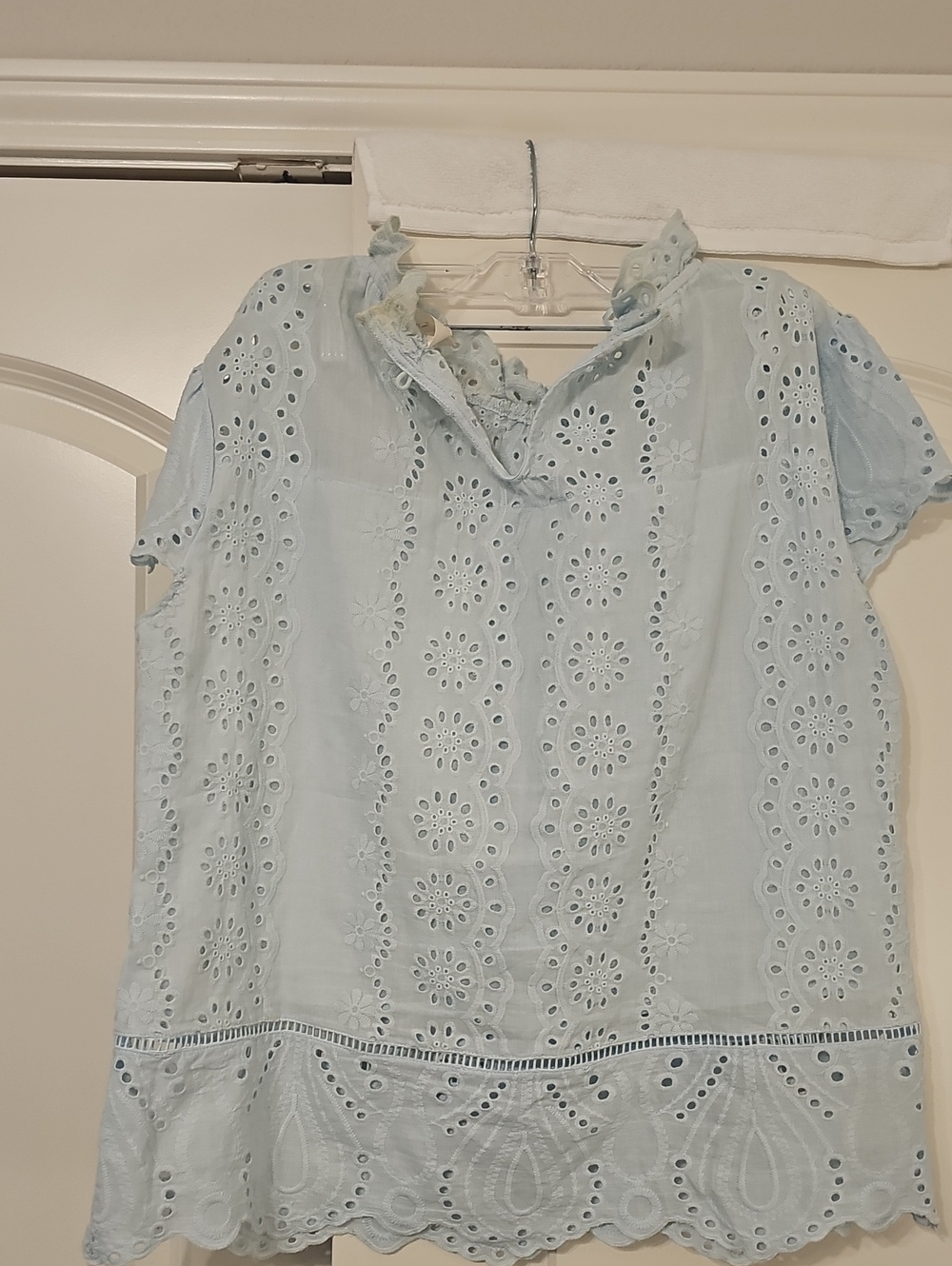 Adiva Pale Blue Eyelet Blouse - Picture 6 of 12